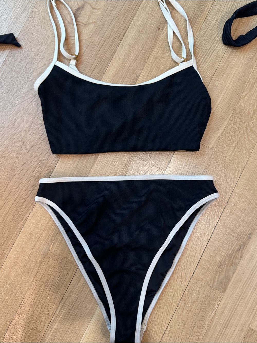 Black Bikini Set with White Trim - Picture 3 of 6